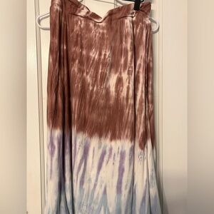 Chaser Boho Hippie Festival Fairy Tie-Dye Midi Faux Wrap Skirt